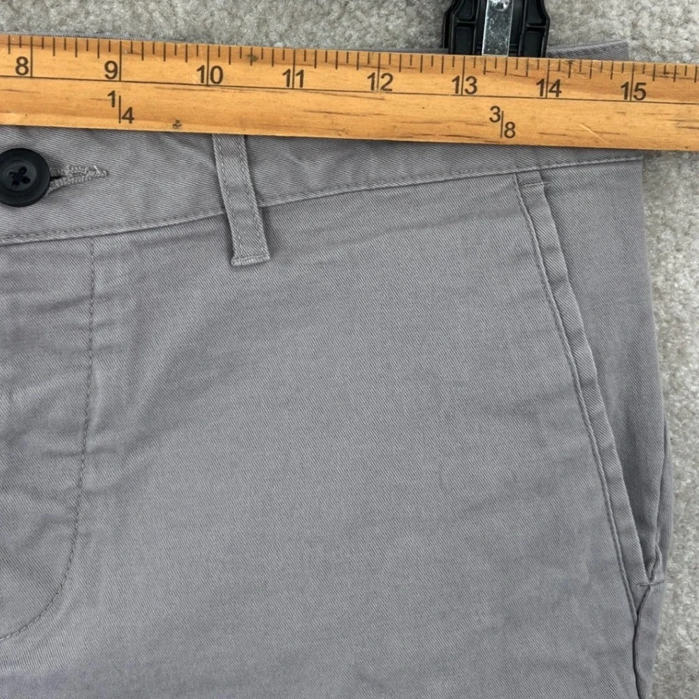 ASOS Button Fly Chino Shorts Size W30 Grey Cotton Stretch Slim Fit Preppy Summer